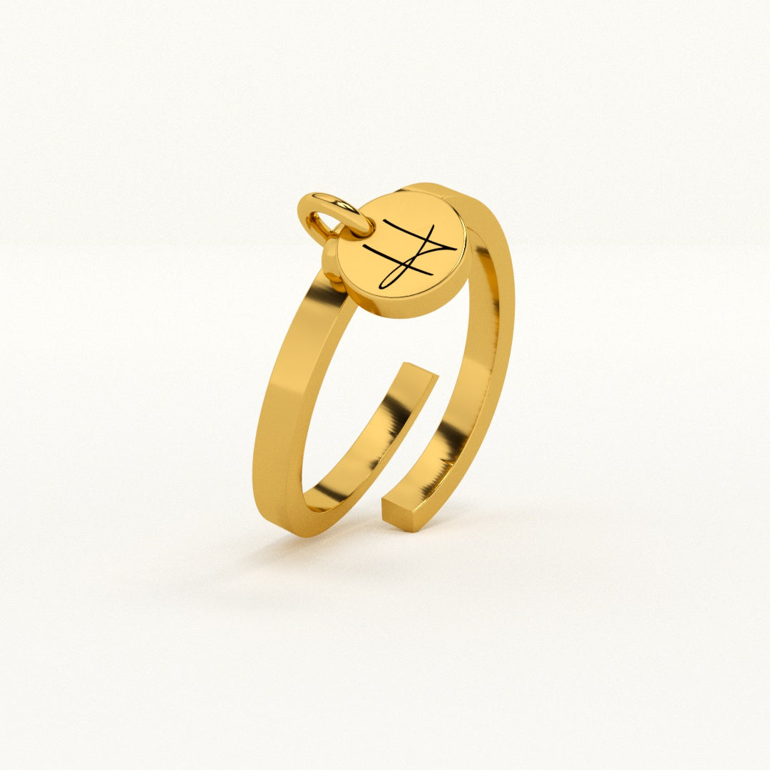 Personalised Letter Charm Ring