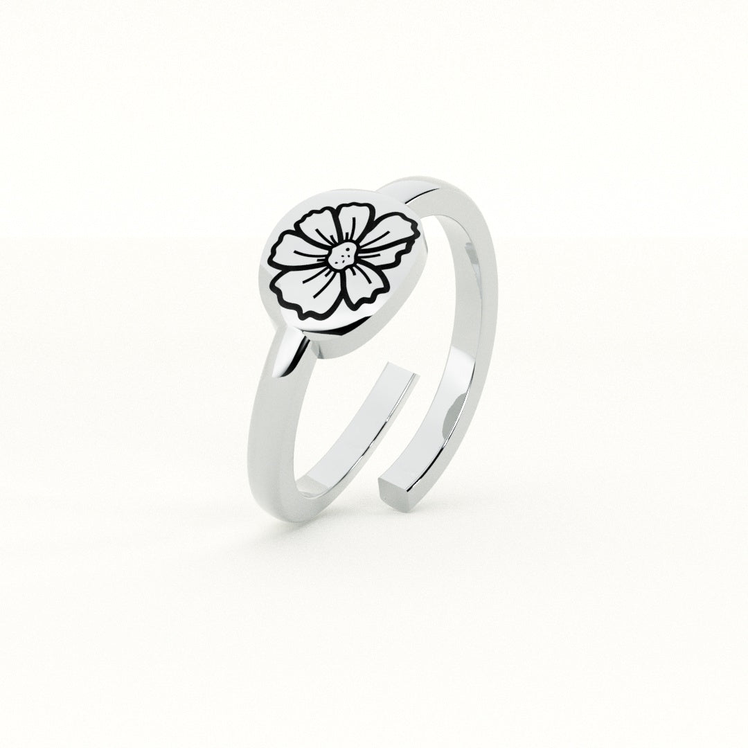 Oval Birthflower Ring