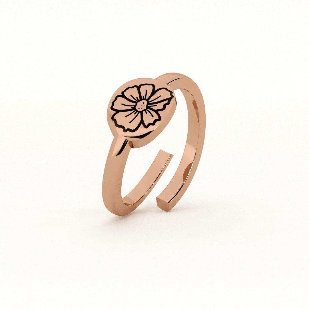 Oval Birthflower Ring