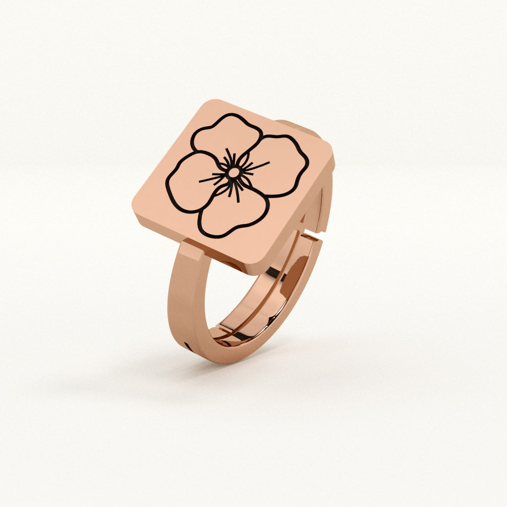customised birthflower ring rosegold