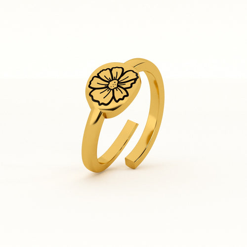 Oval Birthflower Ring
