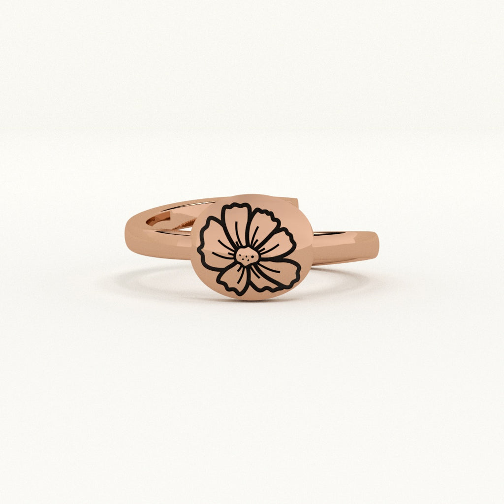 Oval Birthflower Ring