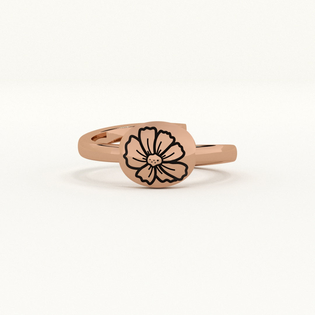 Oval Birthflower Ring