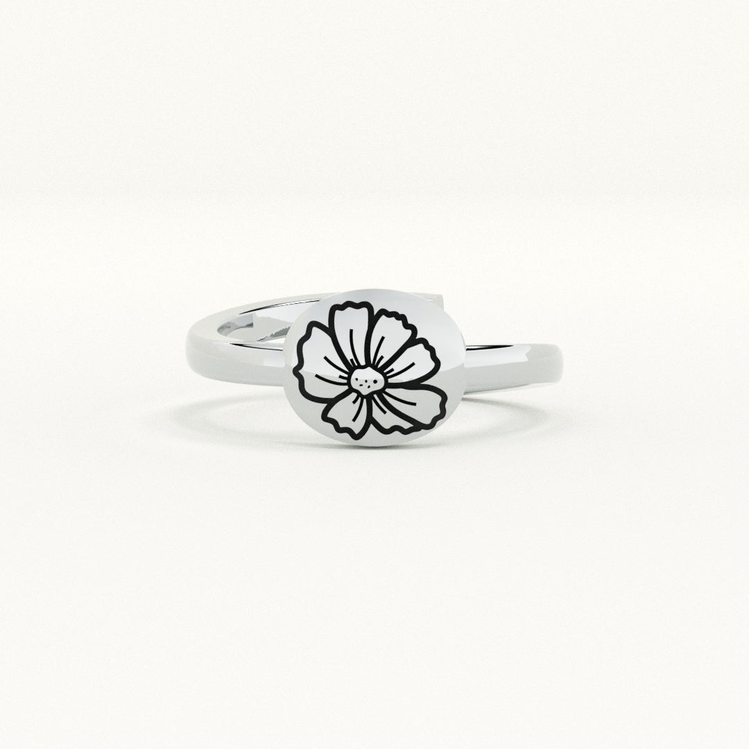 Oval Birthflower Ring