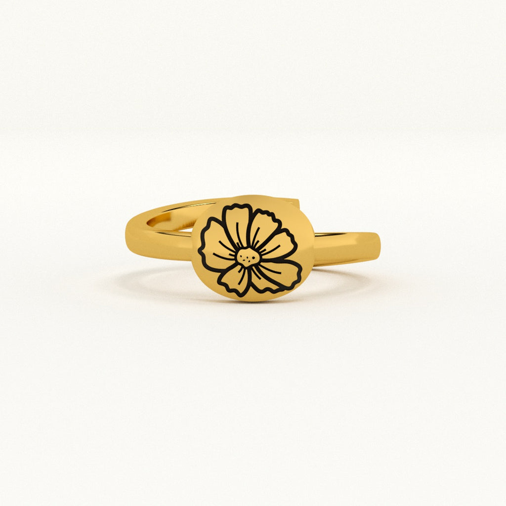 Oval Birthflower Ring
