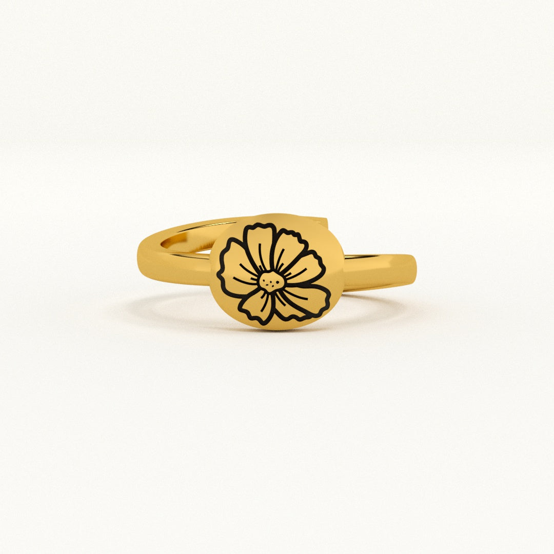 Oval Birthflower Ring